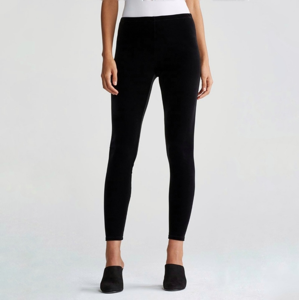 Eileen Fisher Black Stretch Velvet Leggings